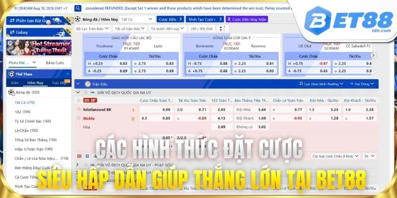 Các hình thức đặt cược siêu hấp dẫn giúp thắng lớn tại BET88